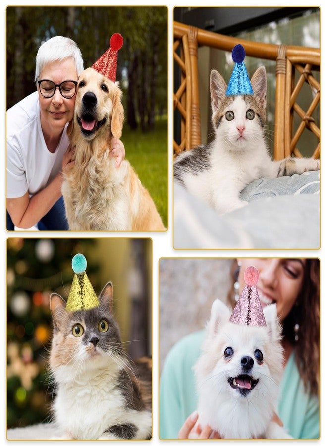 Larrel Dog Birthday Hat, 4 Pcs Birthday Hat for Dogs with 0-9 Numbers Cute Party Hats for Dogs Cats for Holiday Wedding Puppies Kittens Costume Accessories (Red Pink Blue Gold) - Image 3